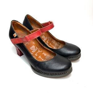 Elegant Black and Red Leather Heels